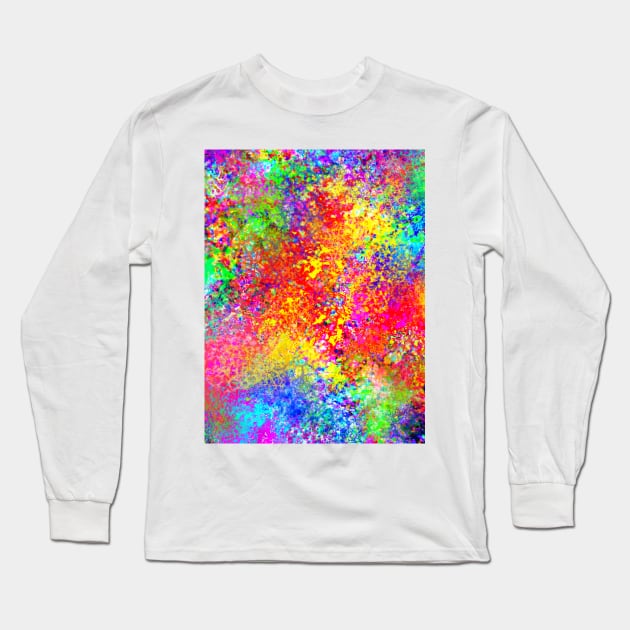 Psychedelic Blacklight Splatter Long Sleeve T-Shirt by Art by Deborah Camp